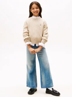 Tommy Hilfiger Cream Relaxed Cable Knit Jumper
