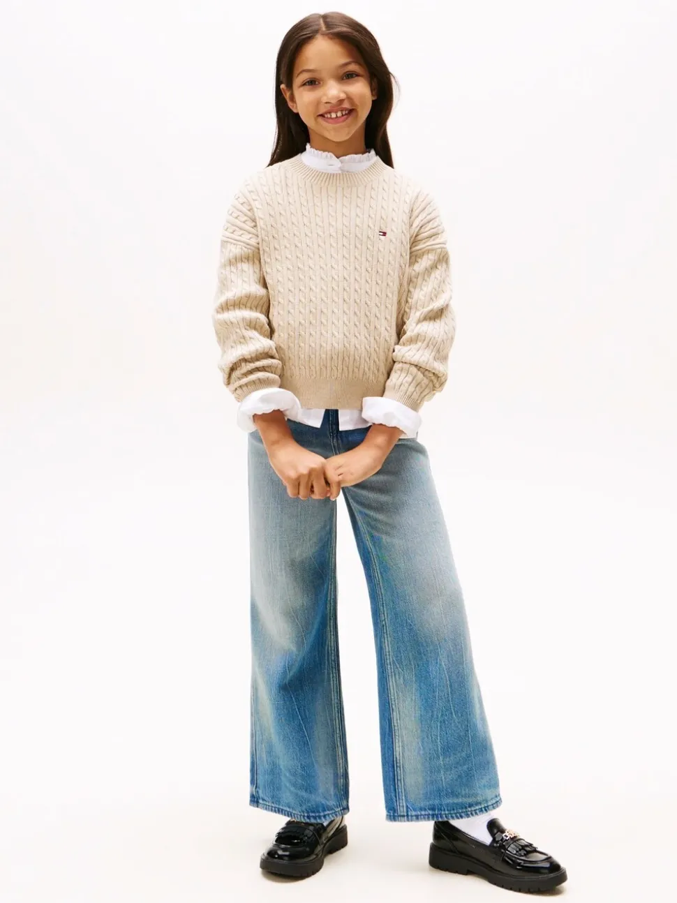 Tommy Hilfiger Cream Relaxed Cable Knit Jumper