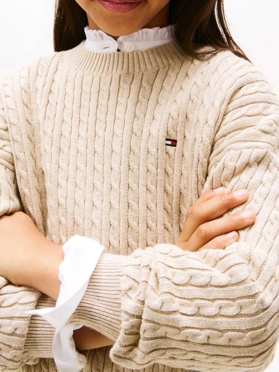 Tommy Hilfiger Cream Relaxed Cable Knit Jumper