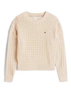 Tommy Hilfiger Cream Relaxed Cable Knit Jumper