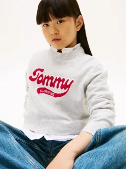 Tommy Hilfiger Grey Varsity Intarsia Logo Jumper