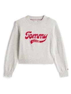 Tommy Hilfiger Grey Varsity Intarsia Logo Jumper