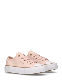 Tommy Hilfiger Pink Canvas Low Cut Lace-Up Trainers
