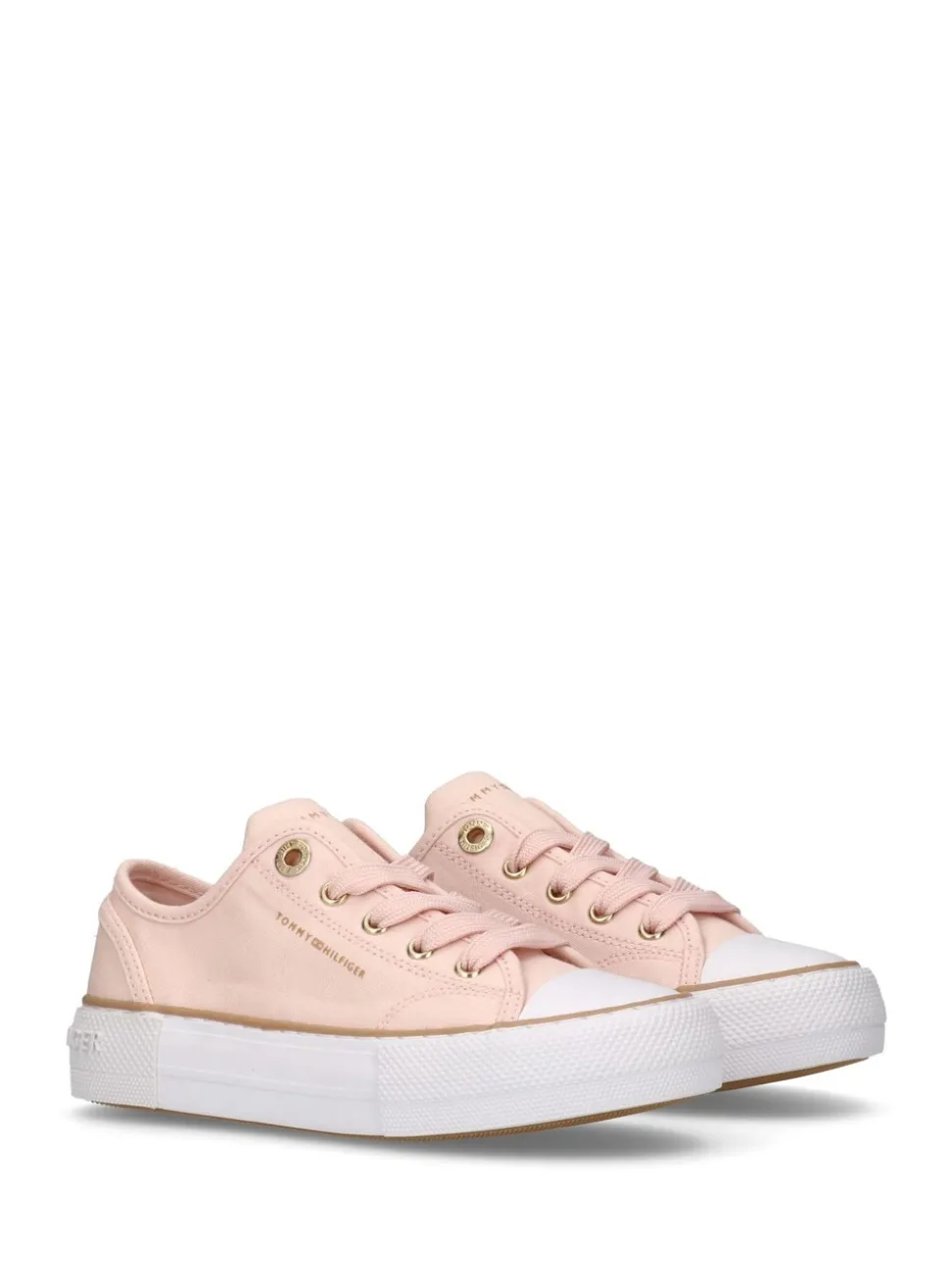 Tommy Hilfiger Pink Canvas Low Cut Lace-Up Trainers