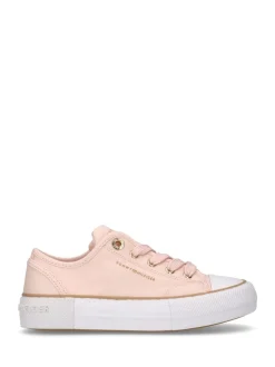 Tommy Hilfiger Pink Canvas Low Cut Lace-Up Trainers