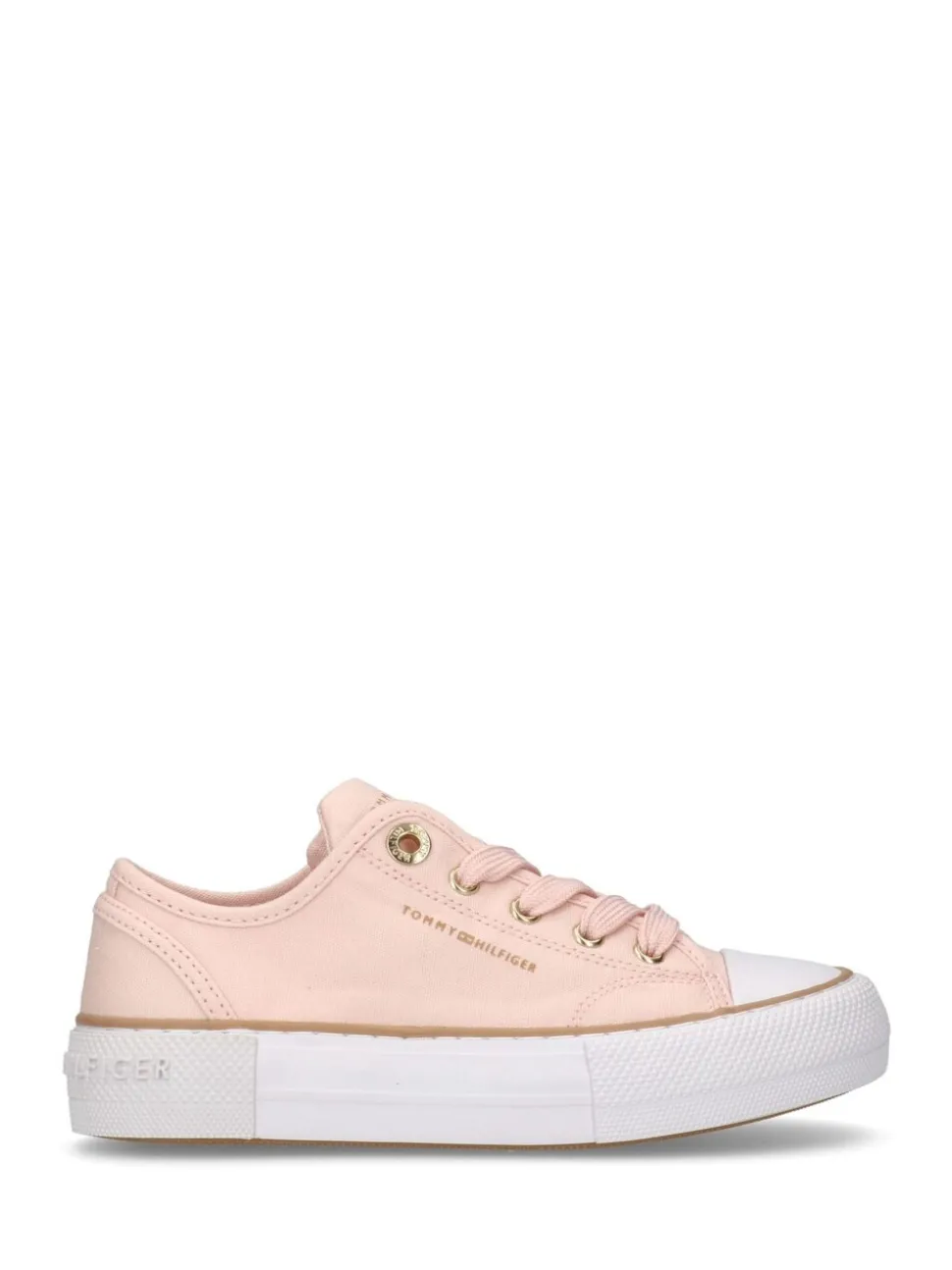 Tommy Hilfiger Pink Canvas Low Cut Lace-Up Trainers