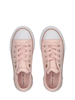 Tommy Hilfiger Pink Canvas Low Cut Lace-Up Trainers