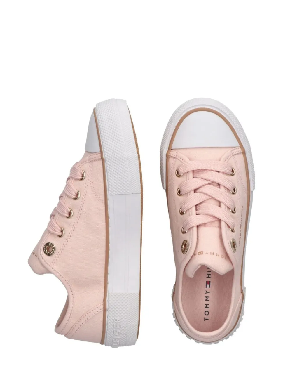Tommy Hilfiger Pink Canvas Low Cut Lace-Up Trainers
