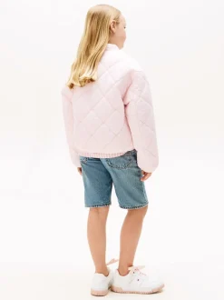 Tommy Hilfiger Pink Relaxed Flag Embroidery Quilted Jacket