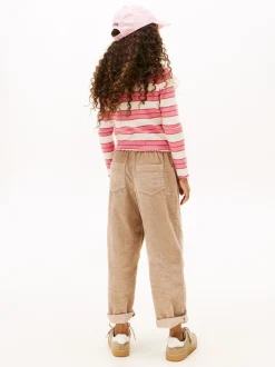 Tommy Hilfiger Pink Ribbed Extra Slim Mock Neck Top