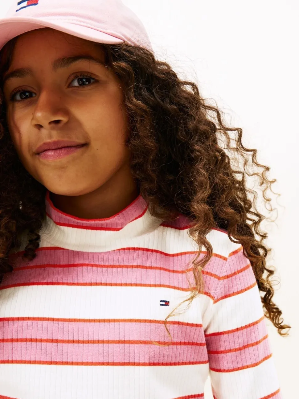 Tommy Hilfiger Pink Ribbed Extra Slim Mock Neck Top