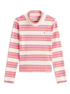 Tommy Hilfiger Pink Ribbed Extra Slim Mock Neck Top