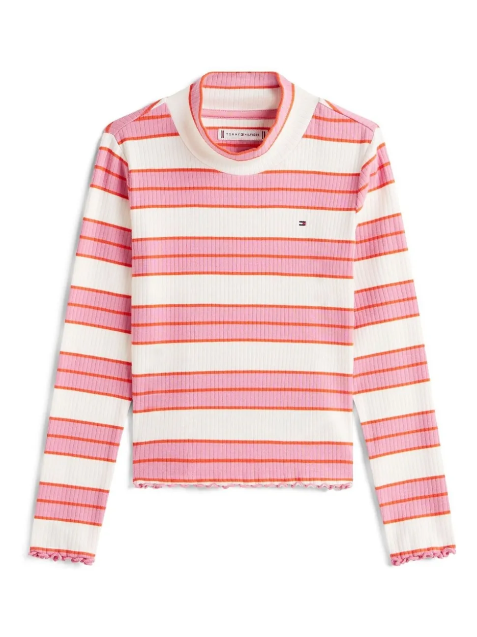 Tommy Hilfiger Pink Ribbed Extra Slim Mock Neck Top