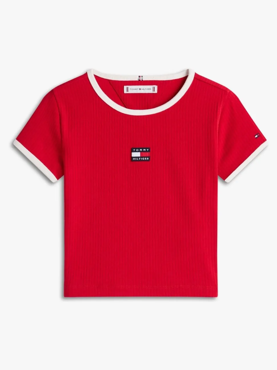 Tommy Hilfiger Red Heritage Flag Ribbed Extra Slim T-Shirt