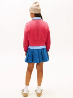 Tommy Hilfiger Red Logo Embroidery Relaxed Crew Neck Jumper