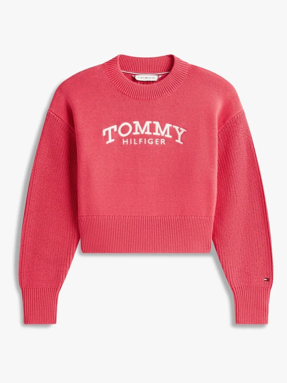Tommy Hilfiger Red Logo Embroidery Relaxed Crew Neck Jumper