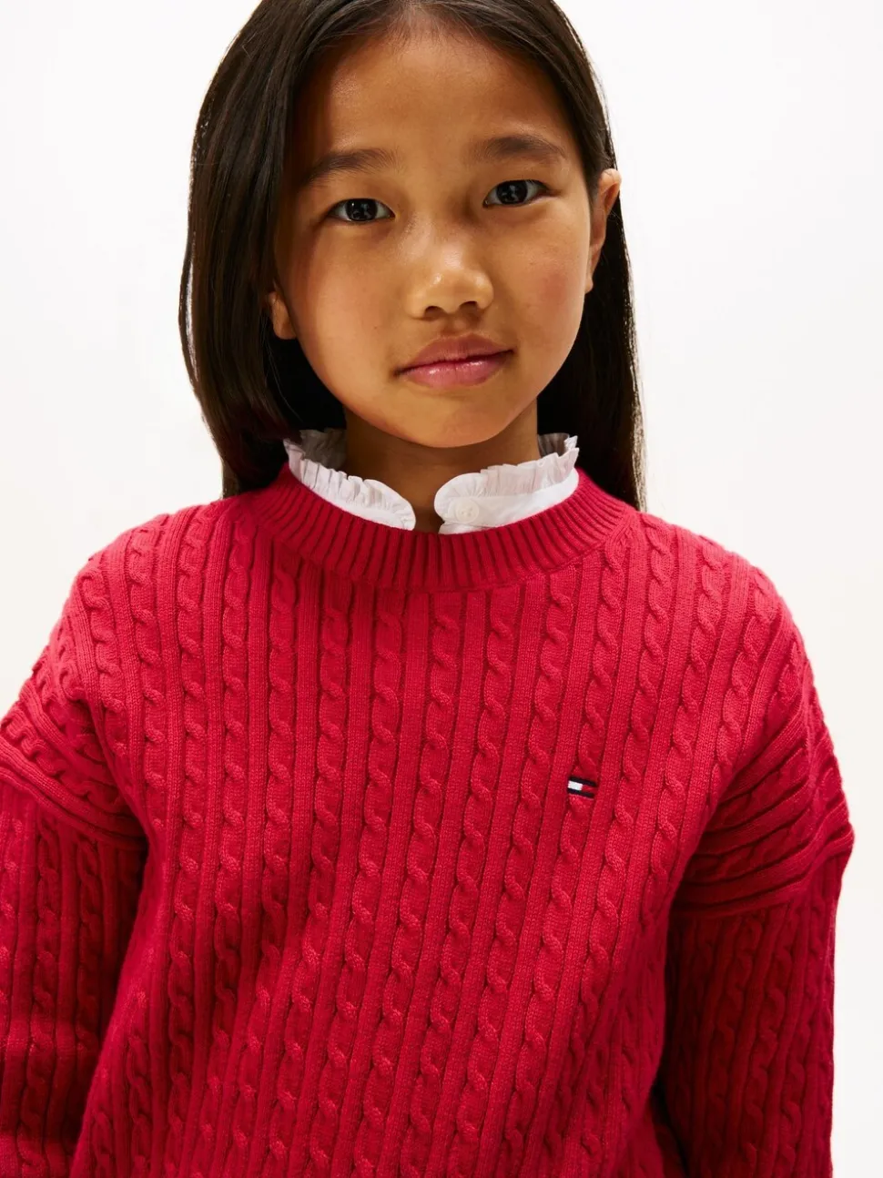 Tommy Hilfiger Red Relaxed Cable Knit Jumper