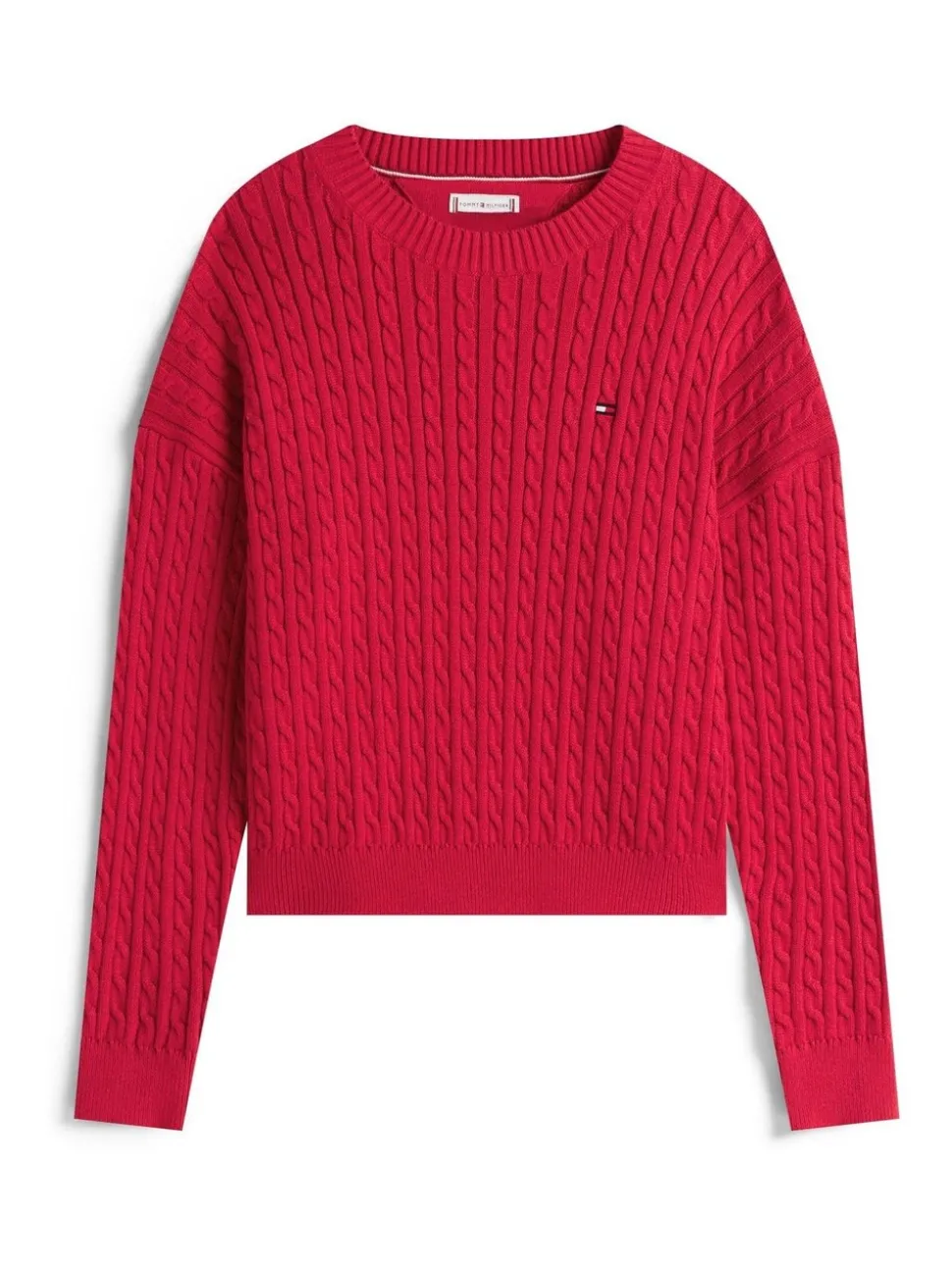 Tommy Hilfiger Red Relaxed Cable Knit Jumper