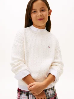Tommy Hilfiger White Cable Knit Relaxed Jumper