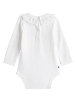 Tommy Hilfiger White Essential Broderie Anglaise Collar Bodysuit