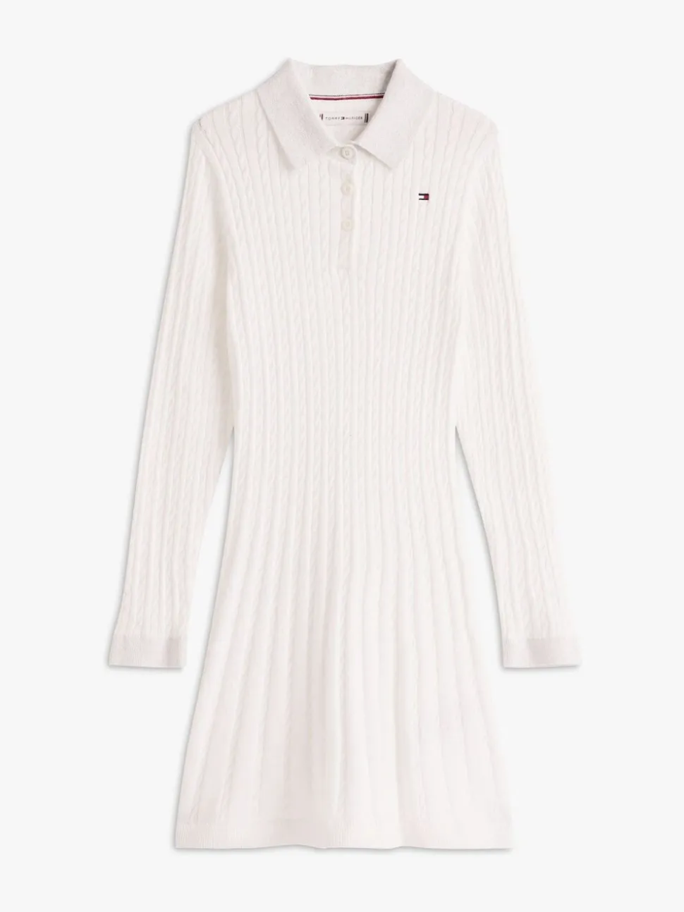 Tommy Hilfiger White Glitter Mini Cable Knit Jumper Dress