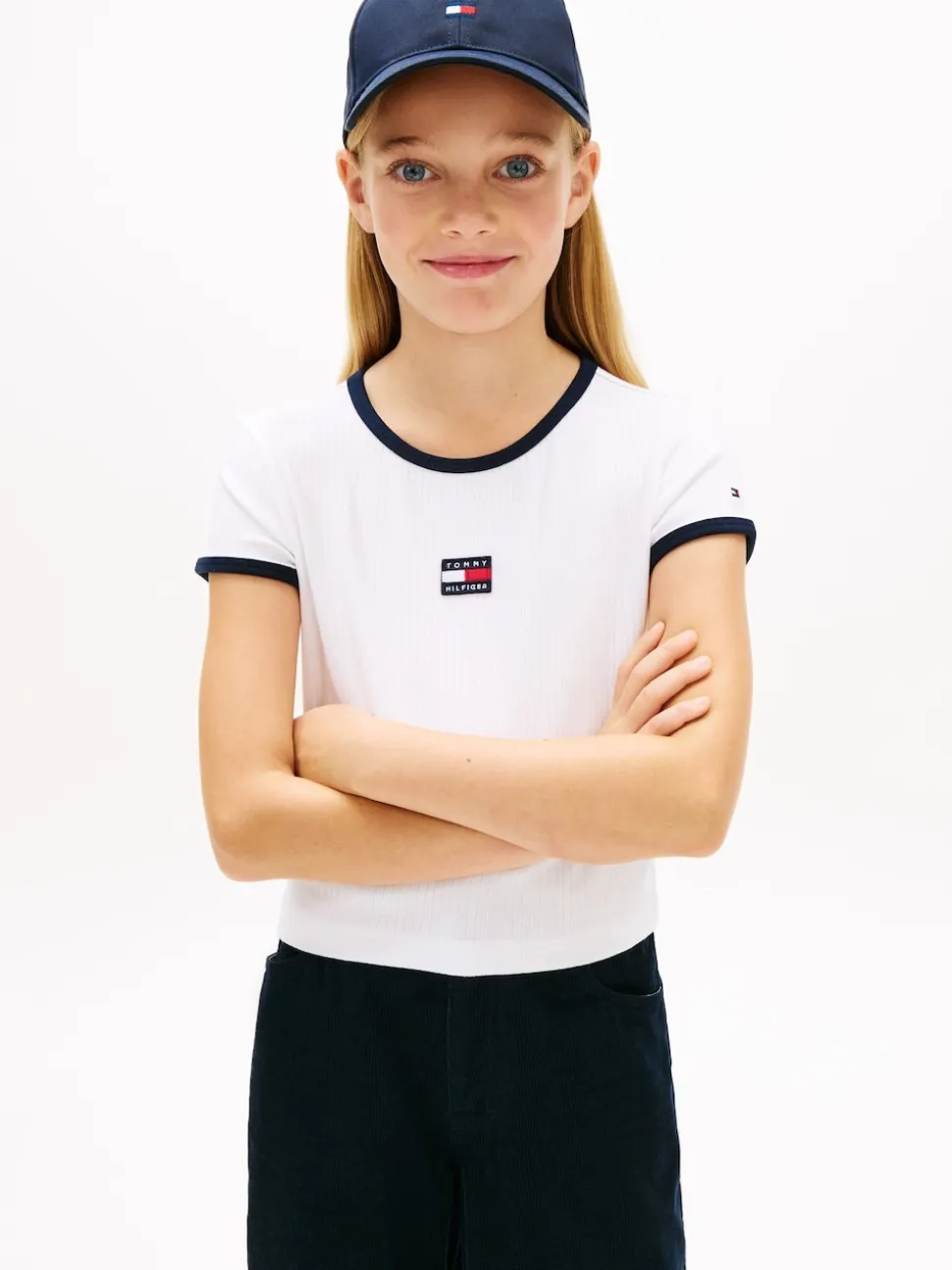 Tommy Hilfiger White Heritage Flag Ribbed Extra Slim T-Shirt