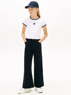 Tommy Hilfiger White Heritage Flag Ribbed Extra Slim T-Shirt