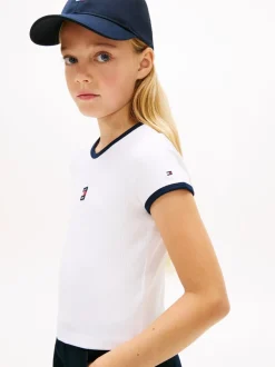 Tommy Hilfiger White Heritage Flag Ribbed Extra Slim T-Shirt
