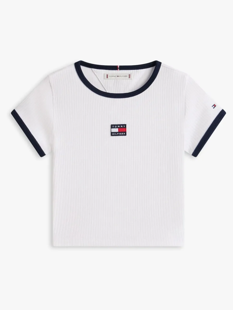 Tommy Hilfiger White Heritage Flag Ribbed Extra Slim T-Shirt