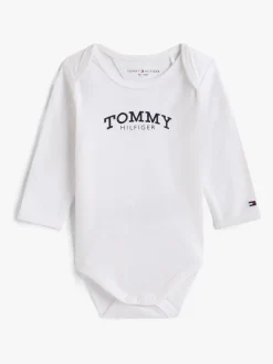 Tommy Hilfiger White Logo Jersey Long Sleeve Bodysuit
