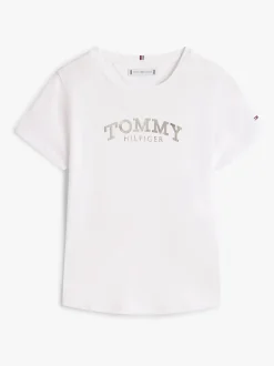 Tommy Hilfiger White Metallic Logo Slim Crew Neck T-Shirt