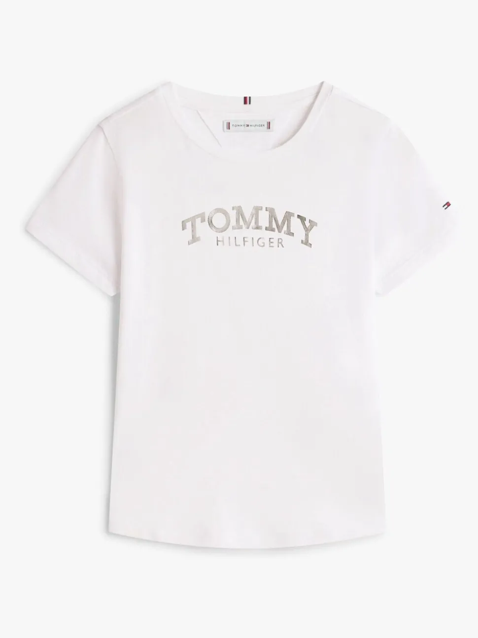 Tommy Hilfiger White Metallic Logo Slim Crew Neck T-Shirt
