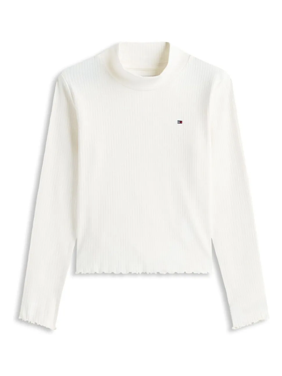 Tommy Hilfiger White Ribbed Extra Slim Mock Neck Top