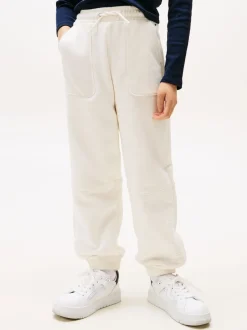 Tommy Hilfiger White Textured Logo Relaxed Joggers