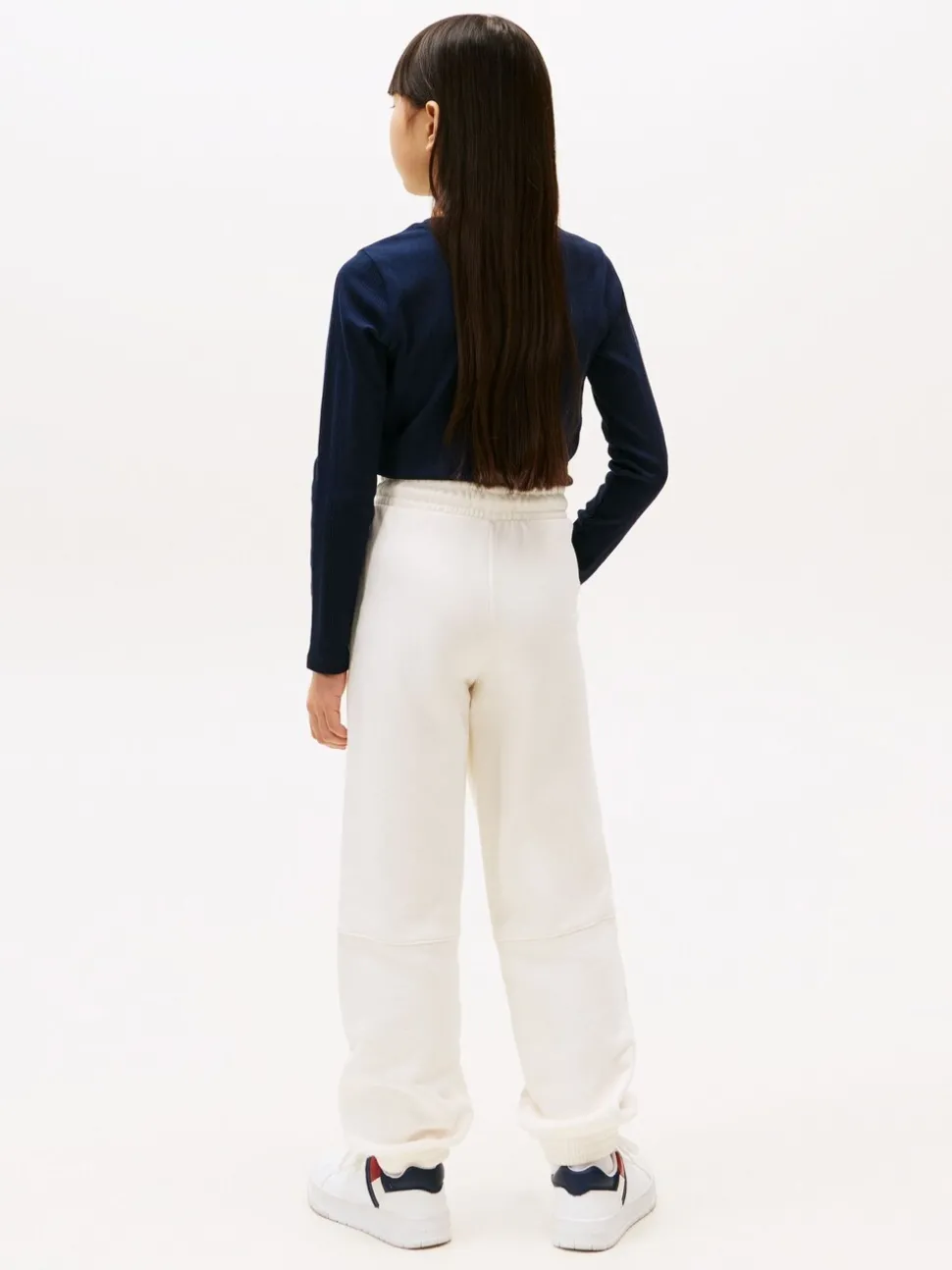 Tommy Hilfiger White Textured Logo Relaxed Joggers
