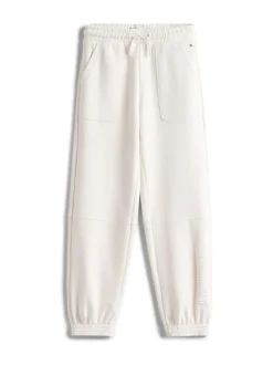 Tommy Hilfiger White Textured Logo Relaxed Joggers