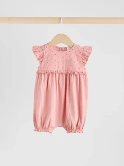 Tonal Pink Broderie 3 Pack Baby Rompers