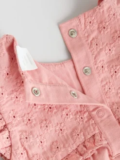 Tonal Pink Broderie 3 Pack Baby Rompers