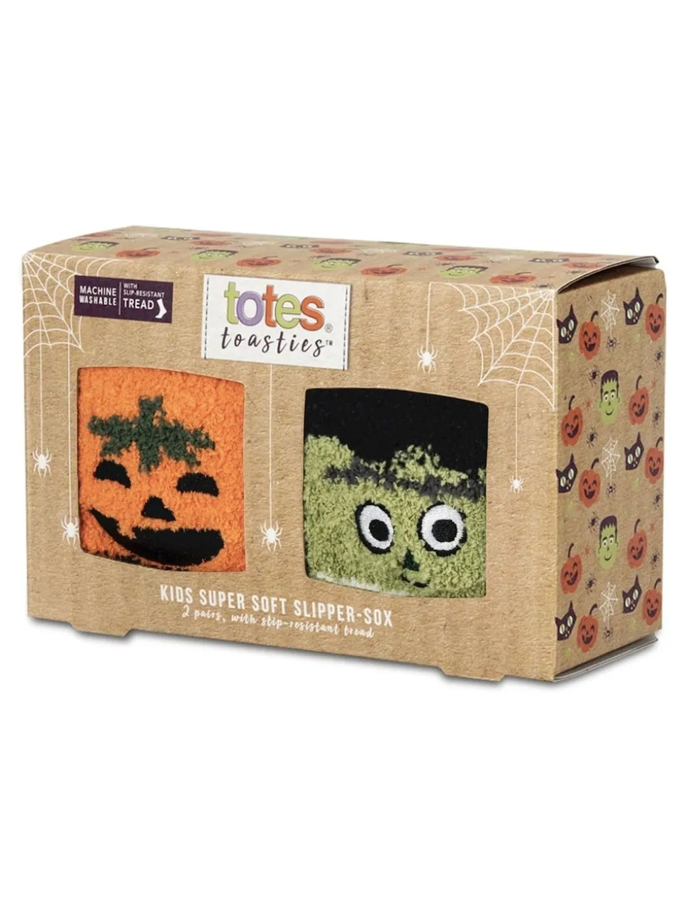 Totes Orange Halloween Toasties Super Soft Slipper Socks Twin Pack