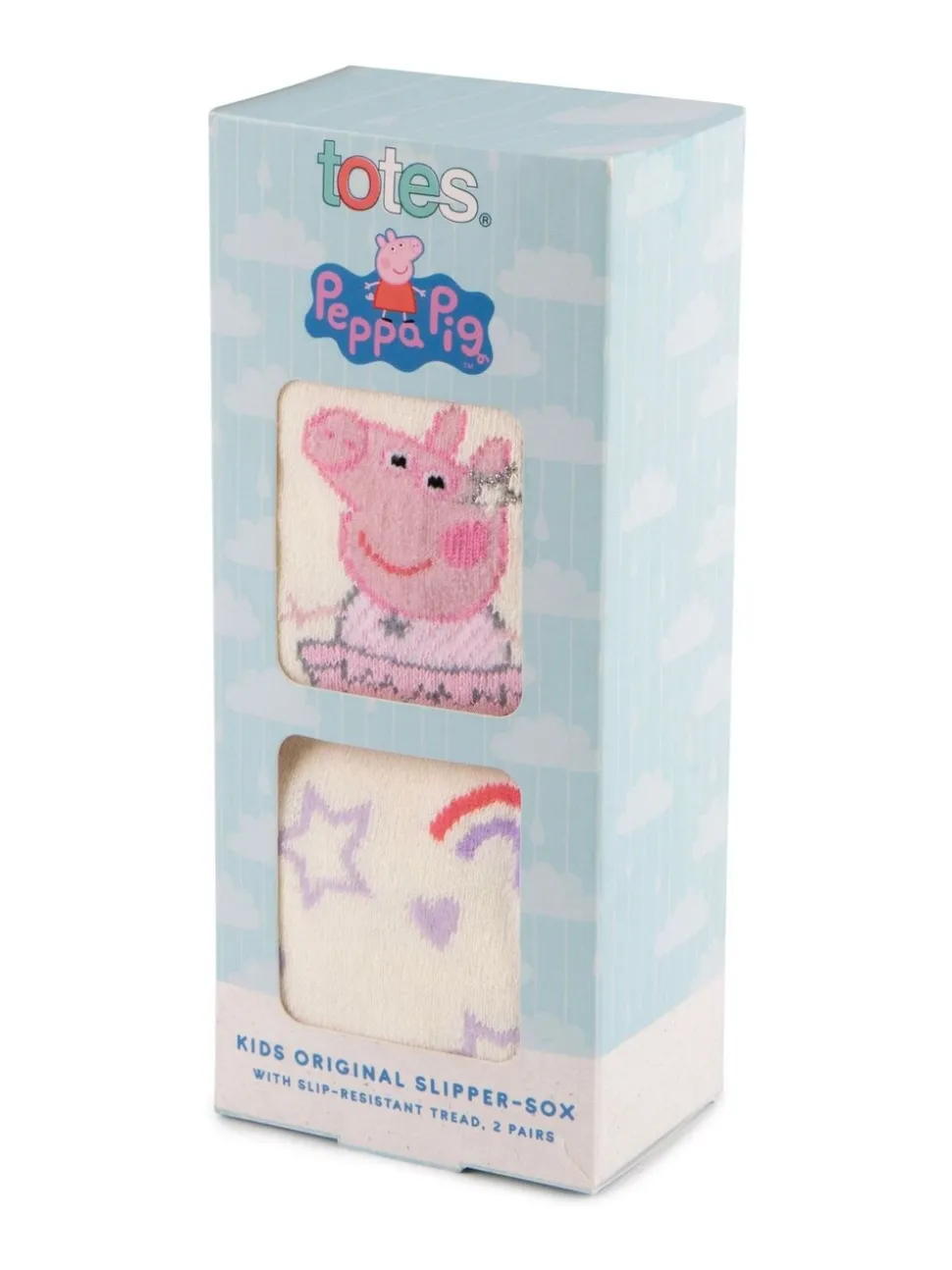 Totes Pink Childrens Peppa Pig Slipper Socks 2 Pack