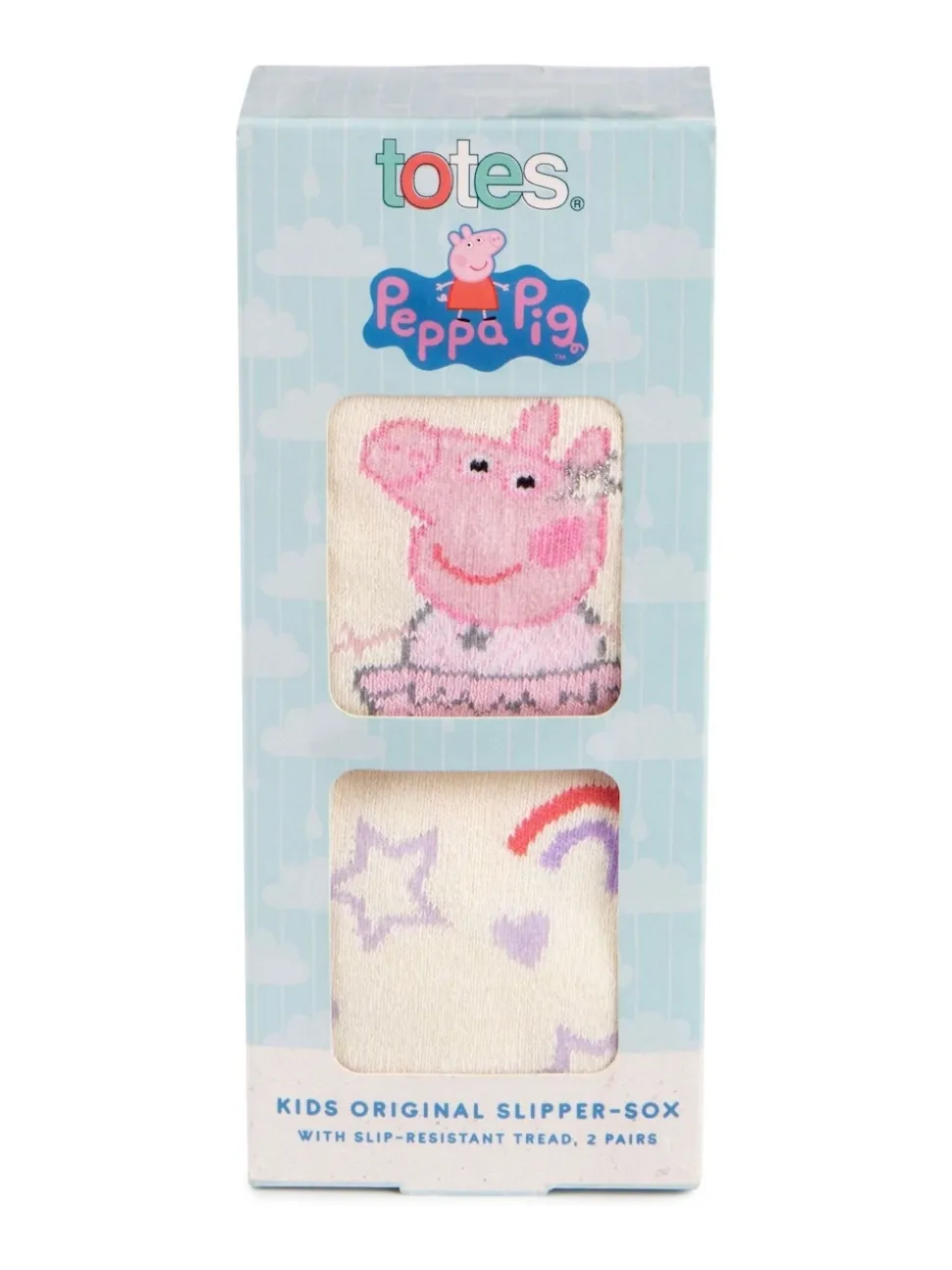 Totes Pink Childrens Peppa Pig Slipper Socks 2 Pack
