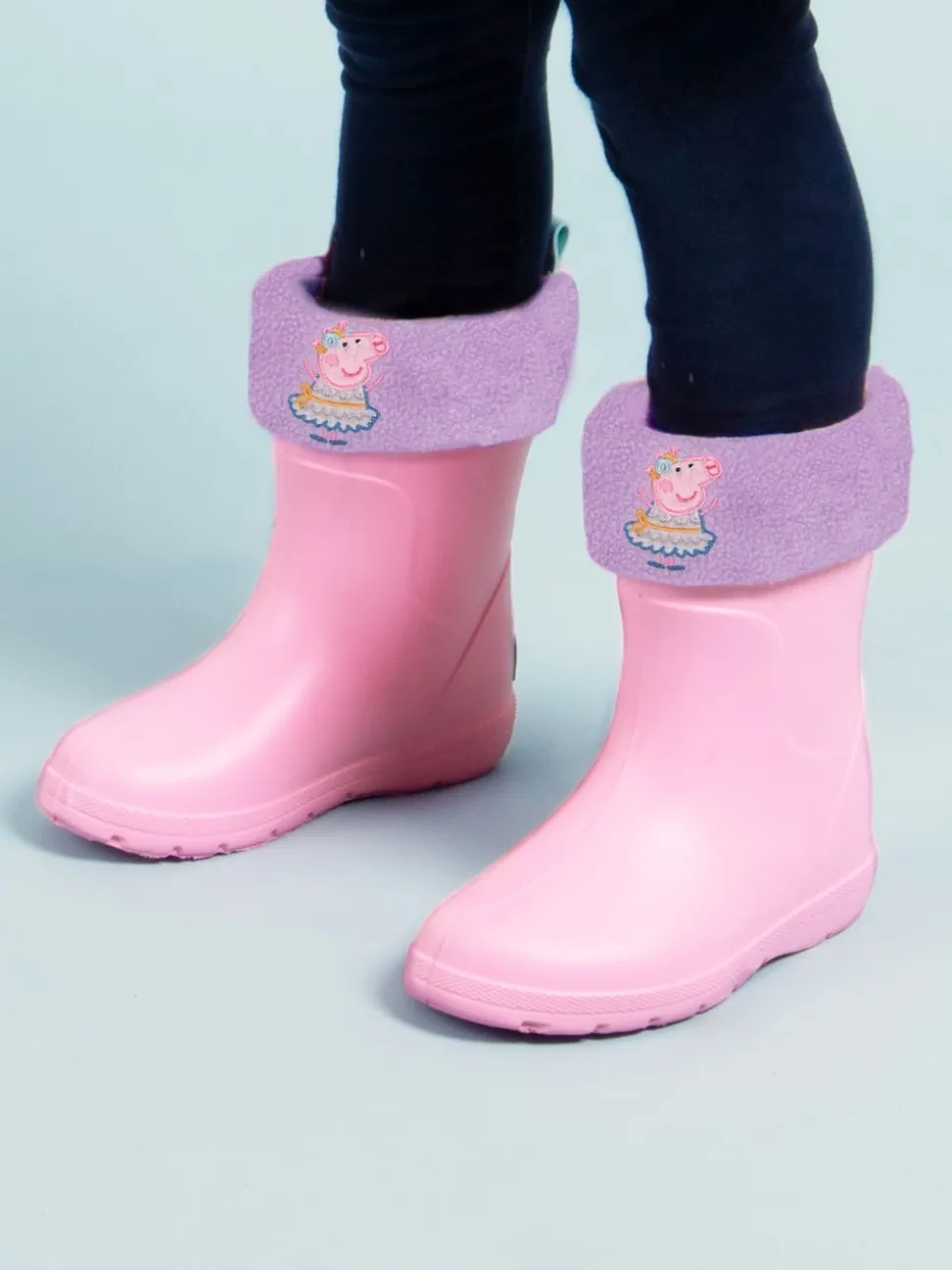 Totes Purple Childrens Totes Peppa Pig Welly Liner Socks