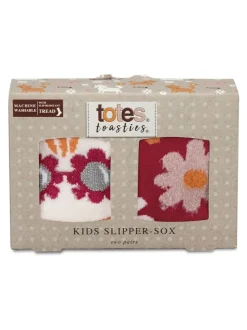 Totes Red Tosties Kids Original Slipper Socks 2 Pack
