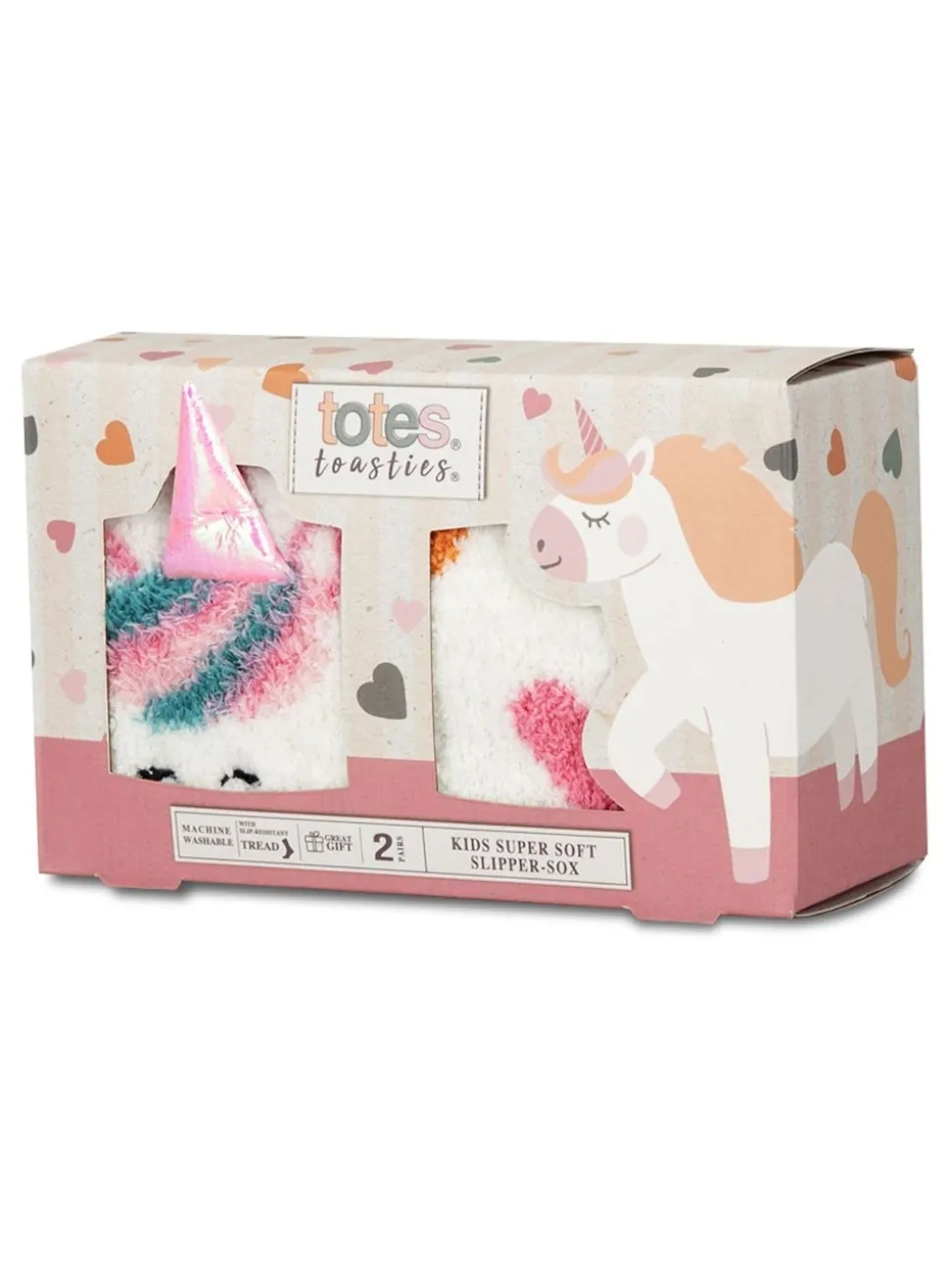 Totes White Toasties Girls Super Soft Slipper Socks 2 Pack