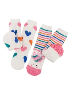 Totes White Toasties Girls Super Soft Slipper Socks 2 Pack