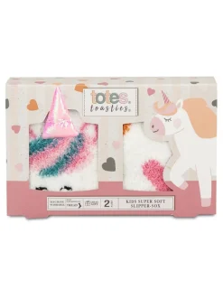 Totes White Toasties Girls Super Soft Slipper Socks 2 Pack