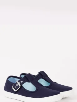 Trotters London Navy Blue Nantucket Canvas Shoes