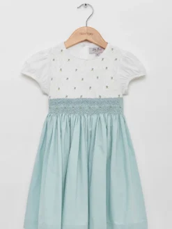 Trotters London Blue Rose Hand Smocked Dress