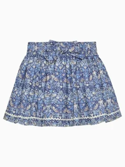Trotters London Blue Strawberry Thief Bow Skirt