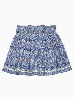 Trotters London Blue Strawberry Thief Bow Skirt